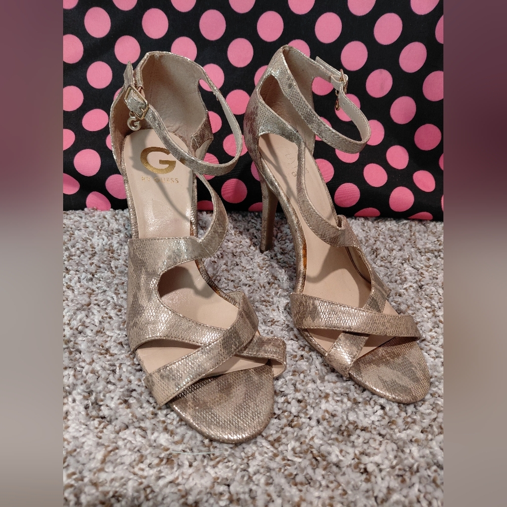 G by Guess Metallic Strappy Heels
